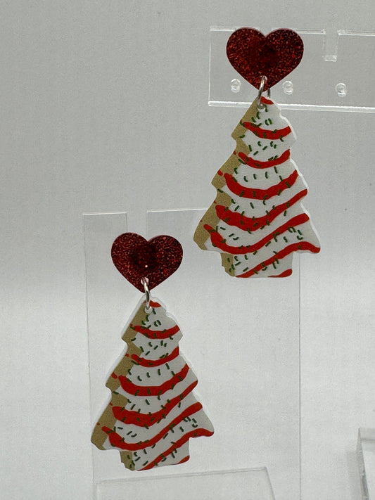 Christmas Tree Snack Cakes: Post Dangle Earrings