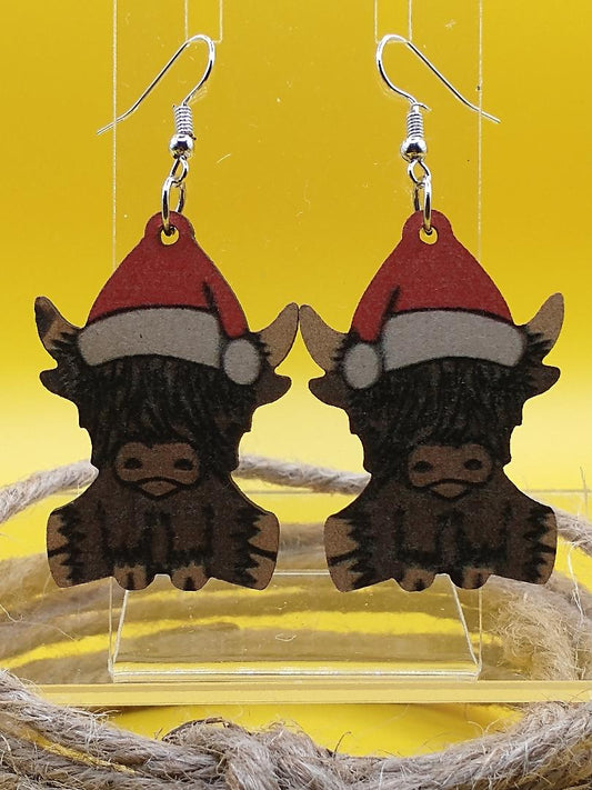 Christmas Cow: French Hook Earrings